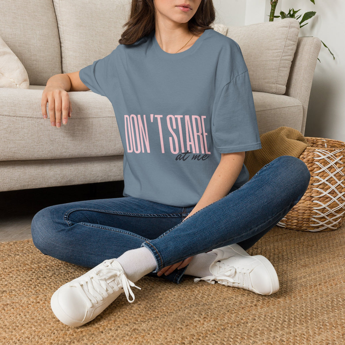 Don't Stare At Me Pink Text Adult