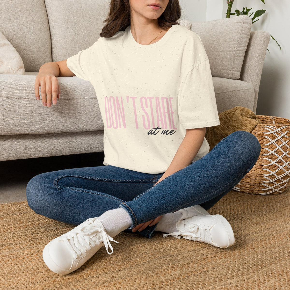 Don't Stare At Me Pink Text Adult