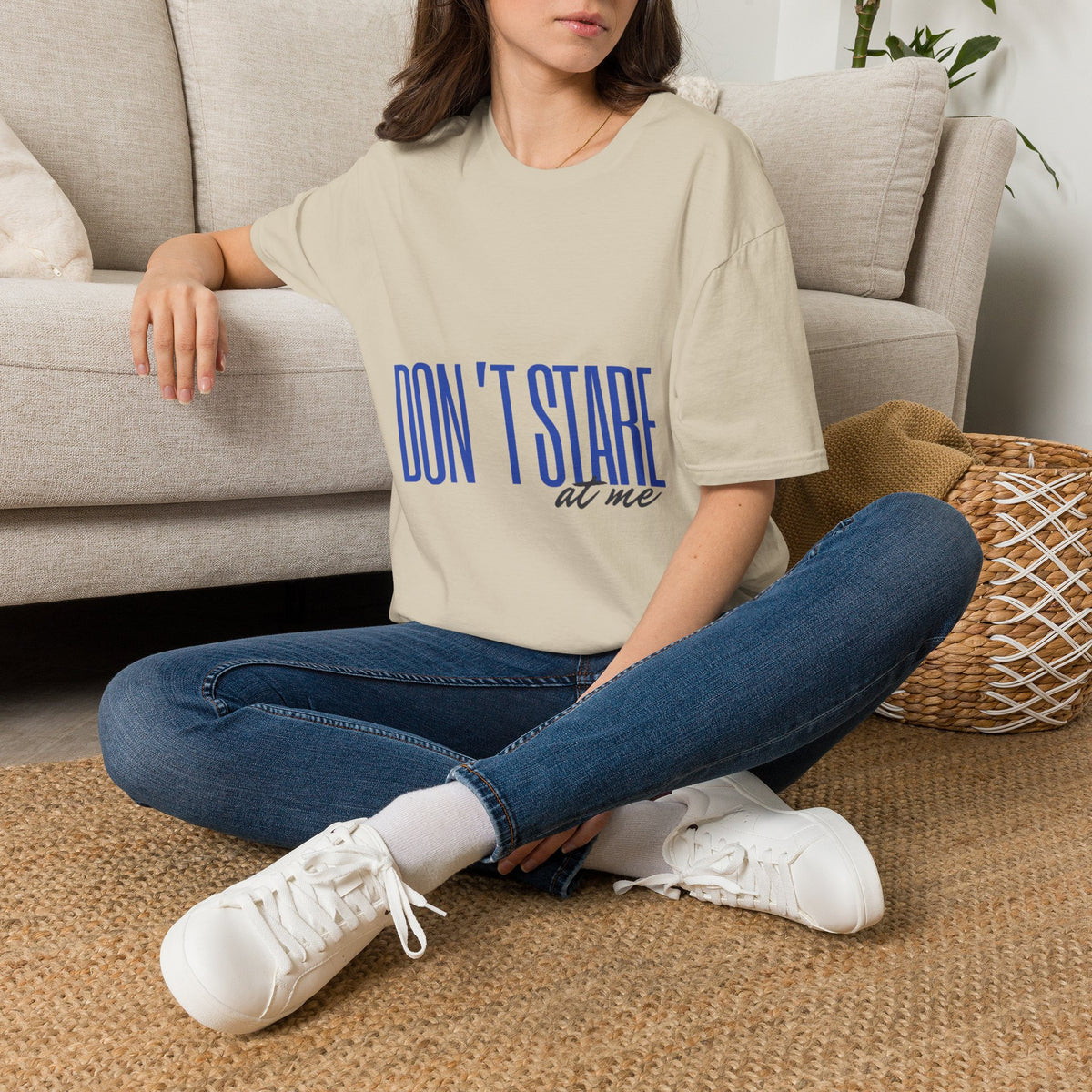 Don't Stare At Me Blue Text Adult