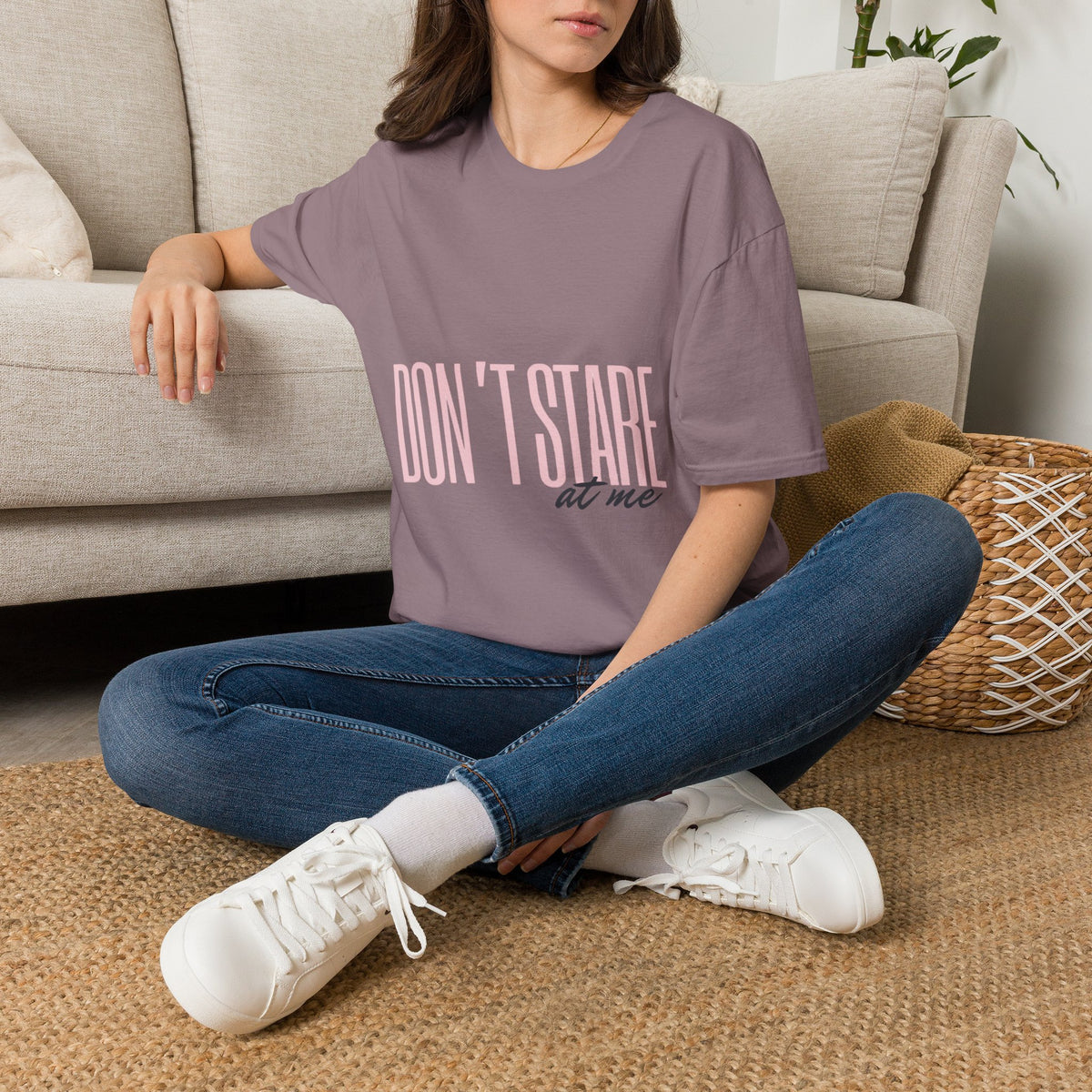 Don't Stare At Me Pink Text Adult