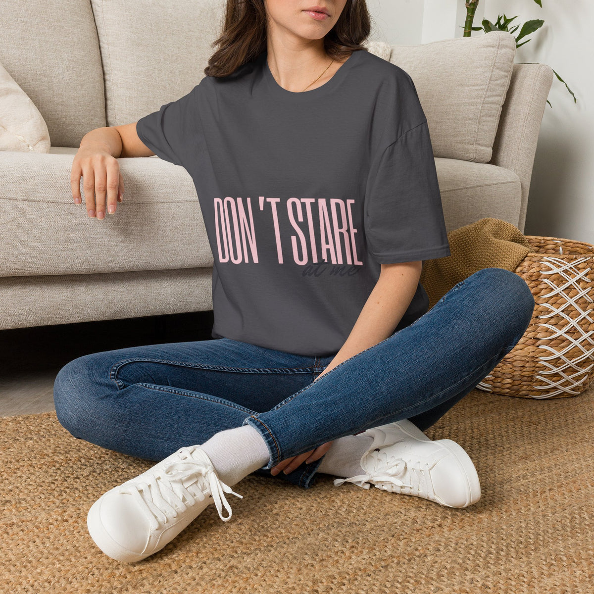 Don't Stare At Me Pink Text Adult